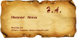 Hesner Anna névjegykártya